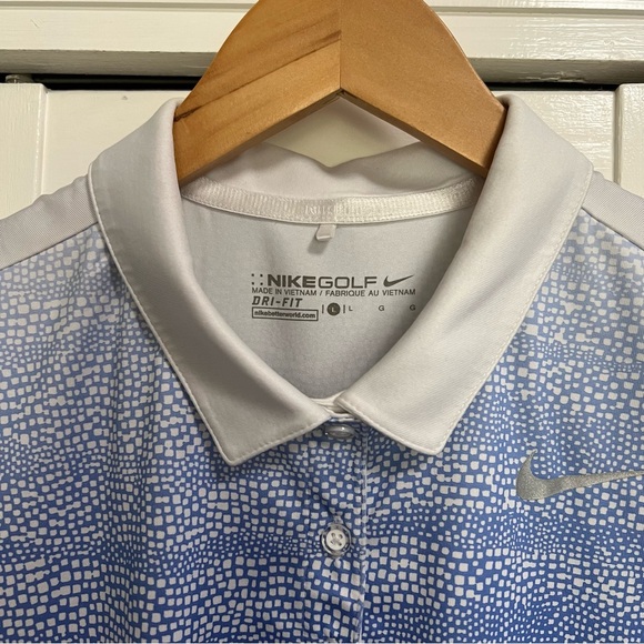 Nike Golf Dri-Fit Blue and White Sleeveless Polo Large - Picture 3 of 9